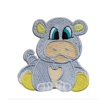 Baby Animal Hippo Fully Embroidered Iron On Patch 2.75&quot; X 3.0&quot; - £6.31 GBP