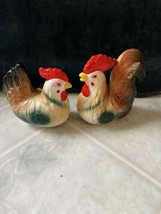 Set of 2 Vintage Rooster and Hen Salt and Pepper Shakers Made in Japan. - $19.39