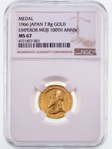 1966 Japon Or Médaille Empereur Meiji 100th Anniversaire Classé Par NGC ... - $8,595.08