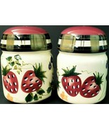Strawberry Plaid Salt &amp; Pepper Shakers 4&quot; x 3&quot; Hand Painted Oneida - €8,58 EUR