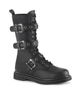 DEMONIA Mens Punk Goth Military Biker Combat Lace Up Buckles Black Calf ... - $2,241.85 MXN