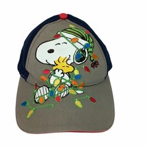 Peanuts Snoopy Woodstock Grey Christmas Holiday Children&#39;s Ball Cap Adjustable - £11.14 GBP