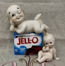 2 Kewpie Doll Figurines Porcelain “Winking and Pouting” Cupid Lefton Japan VTG - $36.77