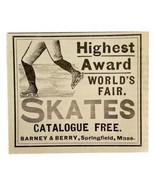 Barney &amp; Berry Ice Skates Worlds Fair 1894 Advertisement Victorian 4 ADB... - $9.99