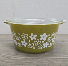 Vtg Pyrex Spring Blossom Crazy Daisy # 473 Casserole Dish 1 Qt w/ Lid - £14.52 GBP