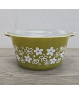 Vtg Pyrex Spring Blossom Crazy Daisy # 473 Casserole Dish 1 Qt w/ Lid - £14.53 GBP