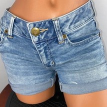 American Eagle Womens 0 Light Wash Midi Jean Shorts Rolled Unrolled - £15.02 GBP