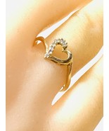 Vintage 14k Yellow Gold Diamond Open Heart Ring Siz 5.75 - $350.00