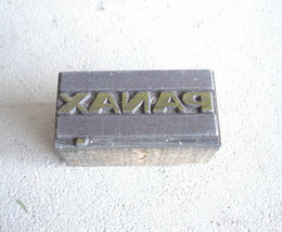 Vintage Wood &amp; Metal Printers Block PANAX - £15.00 GBP