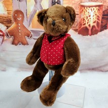 Commonwealth Teddy Bear Plush 10&quot; Red Polka Dot vest bow tie Stuffed Animal - $14.03