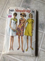 Vtg 1960's Simplicity 7469 FRONT-SEAM  DRESS Sewing Pattern Women Sz 16 - $18.69