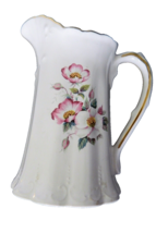 Briar Rose House of Webster Ceramic Pitcher Gold Trim USA Vintage Eastland Tex - £15.73 GBP