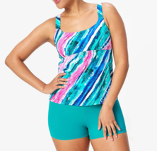 Kim Gravel x Swimsuits For All Scoop Neck Tankini Set &amp; Bike Short- Rainbow, 20 - £21.22 GBP