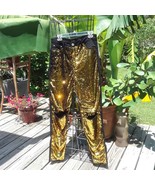 QUUM SHOP  Sequin Jeans NEW Black Gold Stretch Denim Distressed Knee BLI... - $1,354.23 MXN