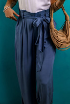 Wild Wind Belted Frilly Waist Wide Leg Loose Pants - $306.79 MXN