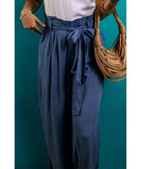 Wild Wind Belted Frilly Waist Wide Leg Loose Pants - $301.11 MXN