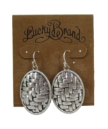 Lucky Brand Woven Metal Oval Drop Earrings Jewelry Silver Tone Hook West... - $17.57 CAD