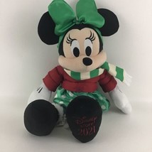 Disney Store 2021 Minnie Mouse Plush 16&quot; Doll Winter Holiday Cheer Chris... - £19.38 GBP