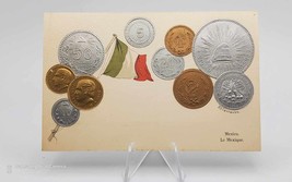 1905 Mexico embossed Postcard ~ Flag and coins ~ NEW - $14.84