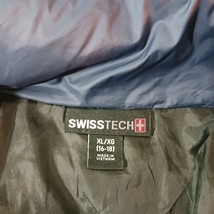 Swiss Tech Men’s Blue Nylon Puffer Removable Hoodie Full Coat Jacket XL (16-18) image 3