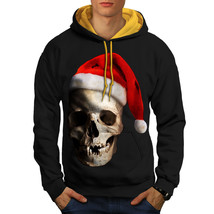 Wellcoda Skull Hat Santa Mens Contrast Hoodie, Xmas Casual Jumper - £31.13 GBP