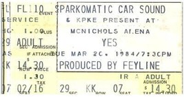 Vintage Yes Ticket Stub March 20 1984 Denver Colorado - £27.25 GBP