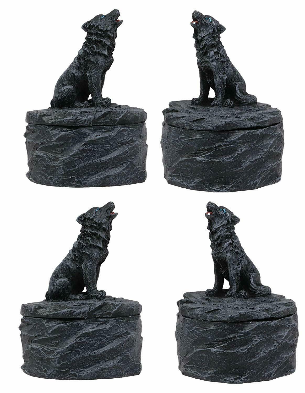 Ebros Howling Gray Alpha Wolf Mini Jewelry Decorative Box (Pack of 4 Wol... - $29.99