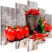 Tiptophomedecor Stretched Canvas Still Life Art - Red Vegetables Concrete Wide - - £70.88 GBP+