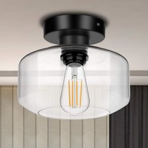 Semi Flush Mount Ceiling Light Farmhouse Light Fixture Clear Glass Pendant Lamp  - £44.48 GBP