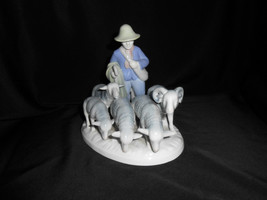 Erphila Germany Porcelain E&amp;R Shepherd With Sheep Figurine - £29.61 GBP