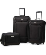 3-Piece Luggage Set Black Travel Rolling Carry On Suitcase Wheels Boardi... - $115.48