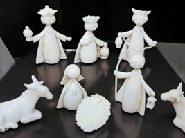 Sigillo Garanzia Nativity Set VTG 1960s MCM Italy 8pc Ivorine Plastic - $29.69