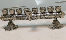 925 Sterling Menorah Judaica Silver Candle Chanukah Yemenite ornate 100gr - €445,80 EUR