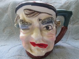 Toby type mug, winking man, spaghetti eyebrows, 4 1/2&quot; tall, vintage - $25.00