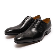 Fashion Men Leather Shoes  Italian Dress Shoes Black Brown Lace Up Wedding Offic - £103.30 GBP