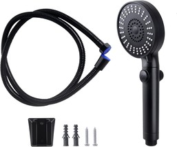 Multifunction Handheld Shower Head Replacement Kit With On/Off Pause, Black - £29.86 GBP