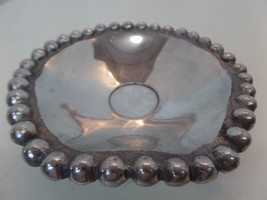 IHI Made In India Beaded Edges Silvertone Candy Dish 6&quot; Wide X 1.25&quot; Tall - £31.47 GBP