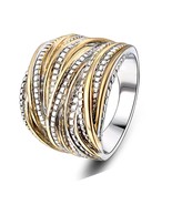 2 Tone Intertwined Crossover Statement Ring Fashion - £46.22 GBP