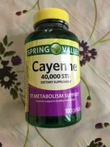 Spring Valley Cayenne Pepper (100) Capsules Pills Capsaicin 40,000 STU Free Ship - $12.86