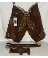 Schoneberger NWT German Lederhosen Size US36 Brown Leather Suede Short P... - $115.82