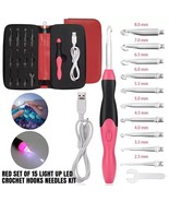 15in1 Light Up LED Crochet Hooks Needles Kit Rechargeable Knitting Weave... - $455.97 MXN
