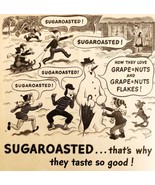 1947 Post Grape Nuts Cereal Sugar Roasted Advertisement Snowman Winter D... - €25,64 EUR