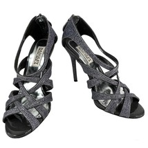 Badgley Mischka Junebug Criss Cross 4&quot; Heels 6.5 Charcoal Glitter  - £32.15 GBP