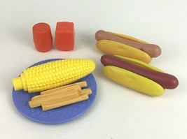 Fisher Price Fun Food Lunch Hot Dog Corn Fries Cookie 9pc Lot Vintage Pi... - $24.70