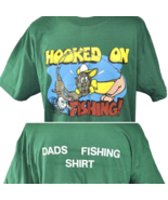 Dads Hooked On Fishing Shirt Vintage T-Shirt XL Single Stitch USA Made NOS - £26.51 GBP