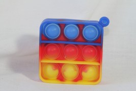 Novelty Keychain (new) SQUARE SILICONE - BLUE, RED &amp; YELLOW, COMES W/ CHAIN - $7.27