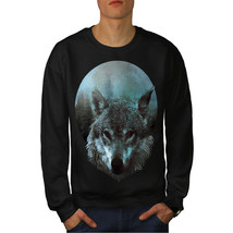 Wellcoda Wolf Moon Light Hunt Mens Sweatshirt, Night Casual Pullover Jumper - £24.23 GBP+