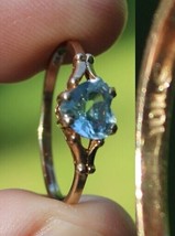 Estate Sale! 10k Gold Solid Ring Aquamarine Heart Size 6 Womens Tested - £109.63 GBP