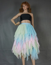 Multi Color Layered Tulle Skirt Women Plus Size Fluffy Tulle Midi Skirt image 4