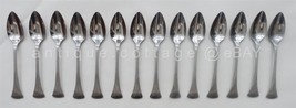 vintage THE CELLAR Stainless Flatware 14pc RIBBED FAN dessert tea spoons - $64.30